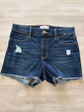 abercrombie kids Dark Blue Distressed Denim Shorts